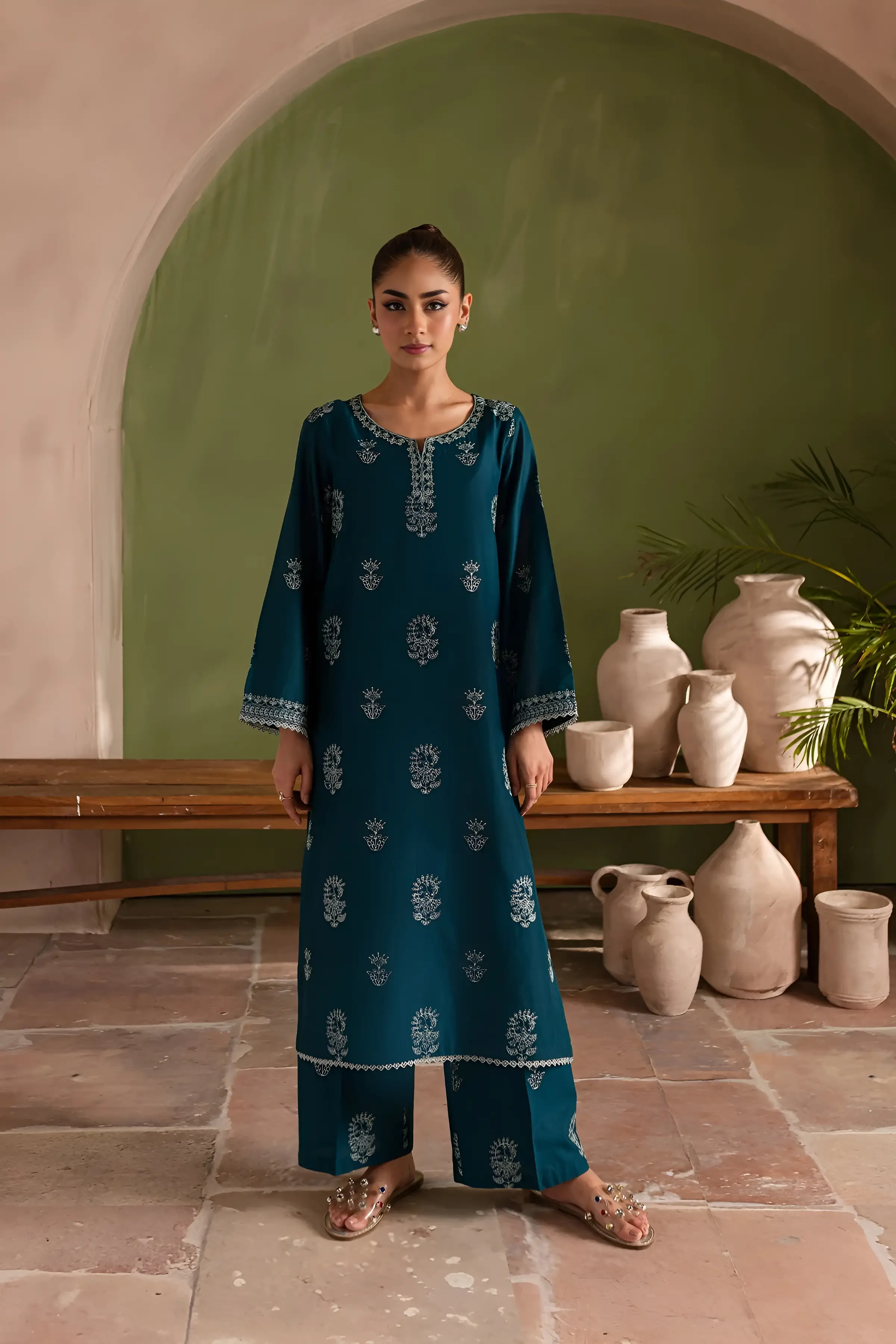 Best Seller - Aqua Beach - 2Pc Stitched Embroidered Dress