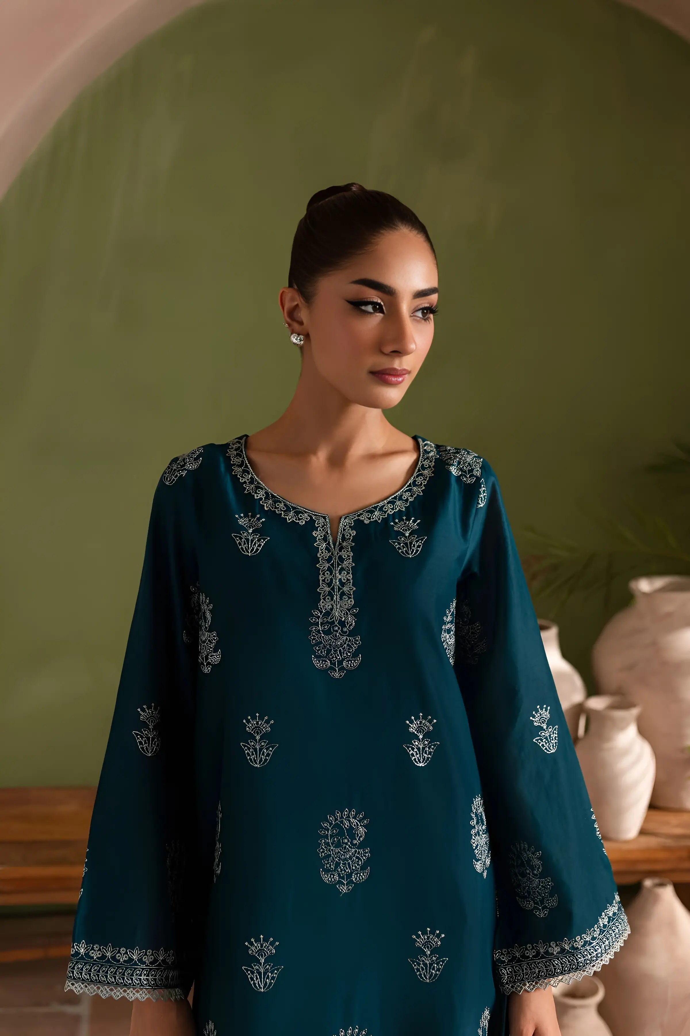 Best Seller - Aqua Beach - 2Pc Stitched Embroidered Dress - Image 8