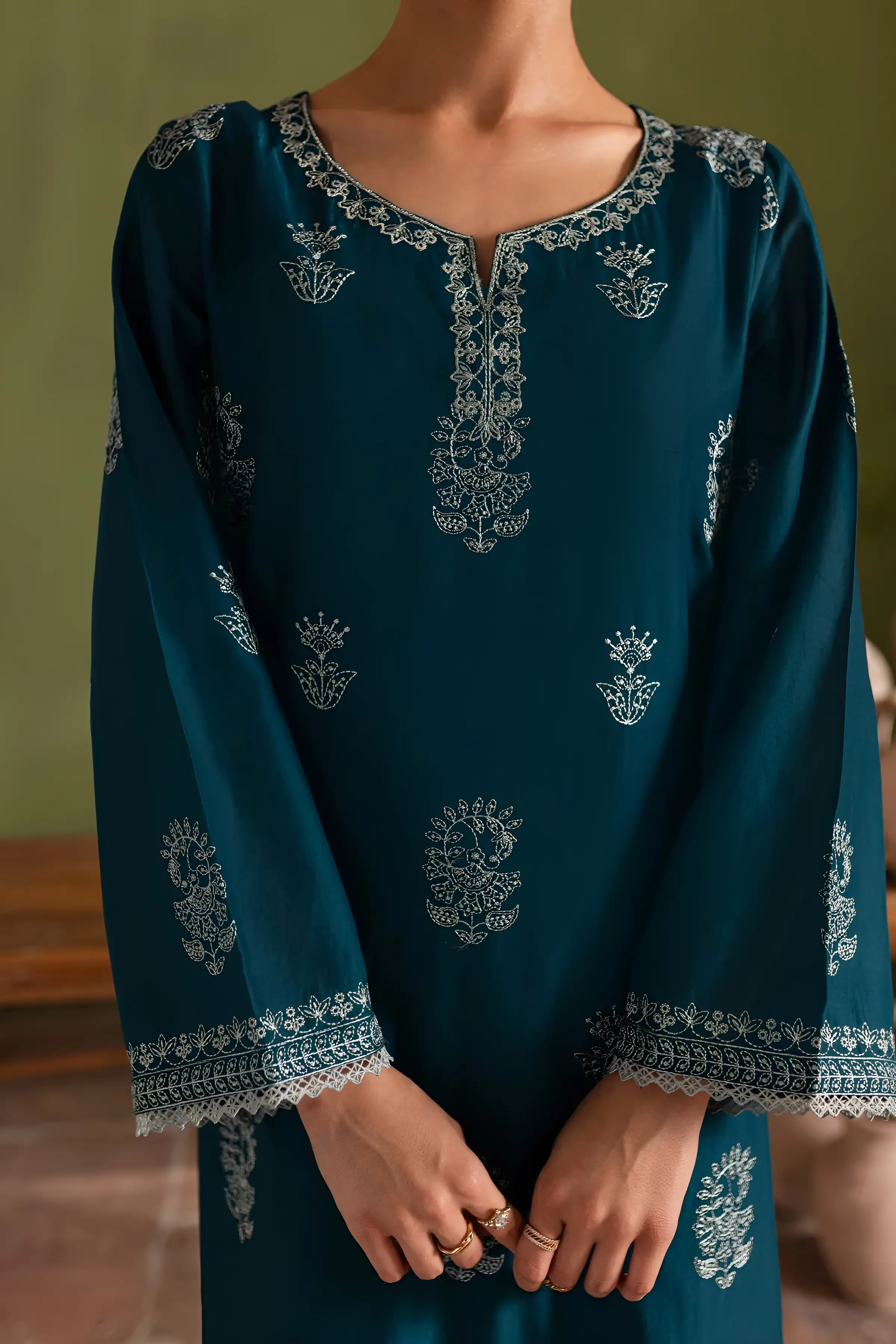 Best Seller - Aqua Beach - 2Pc Stitched Embroidered Dress - Image 9