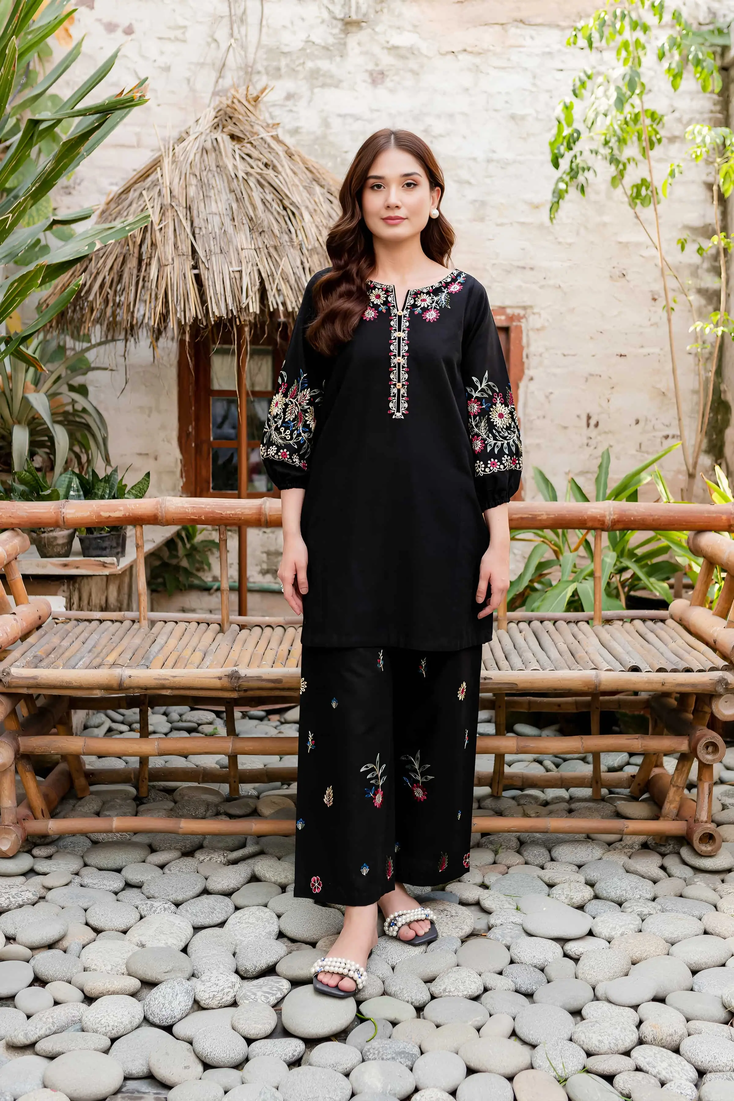 Best Seller - Black Beauty - 2Pc Stitched Embroidered Dress