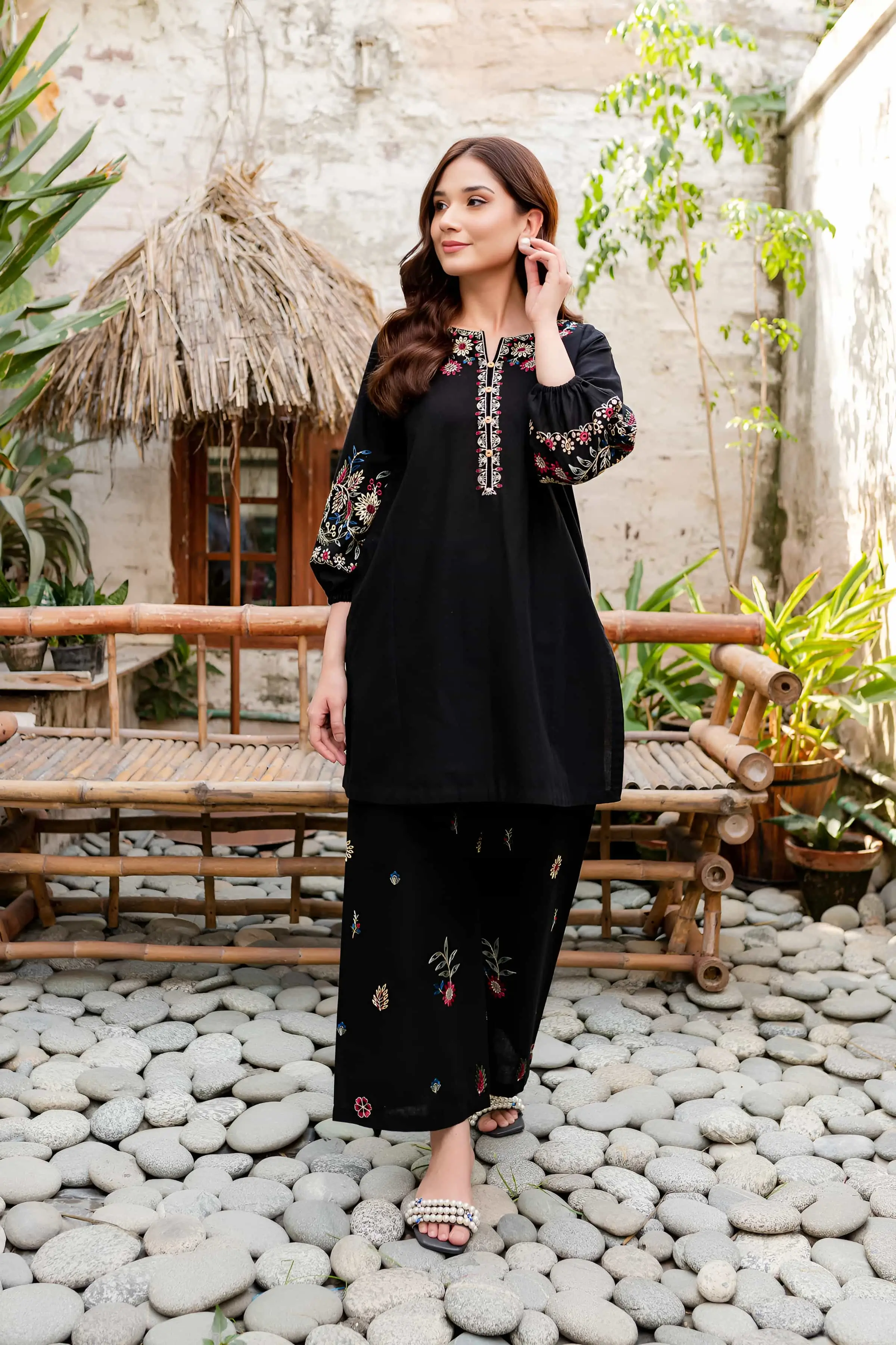 Best Seller - Black Beauty - 2Pc Stitched Embroidered Dress - Image 4
