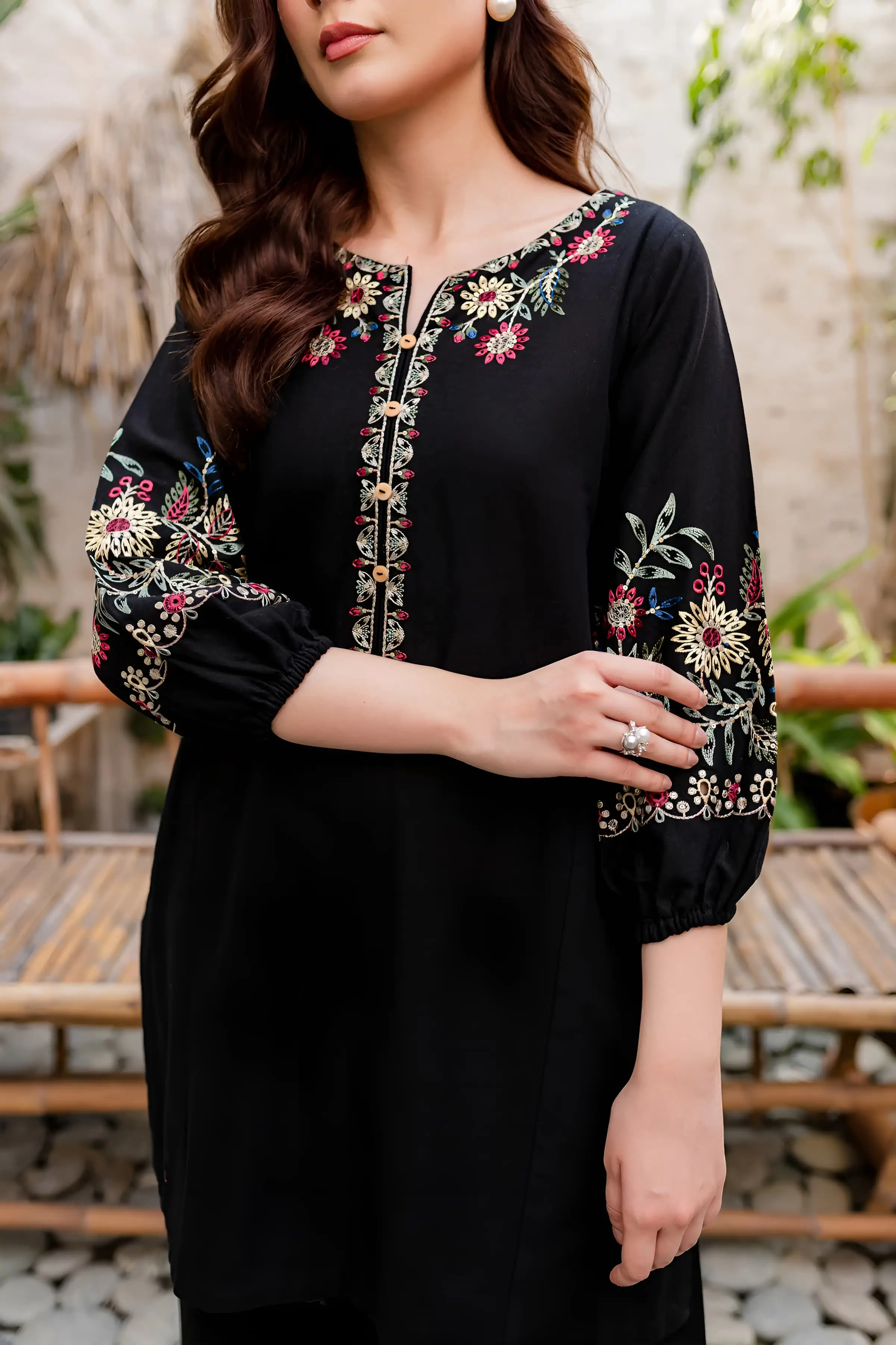 Best Seller - Black Beauty - 2Pc Stitched Embroidered Dress - Image 6
