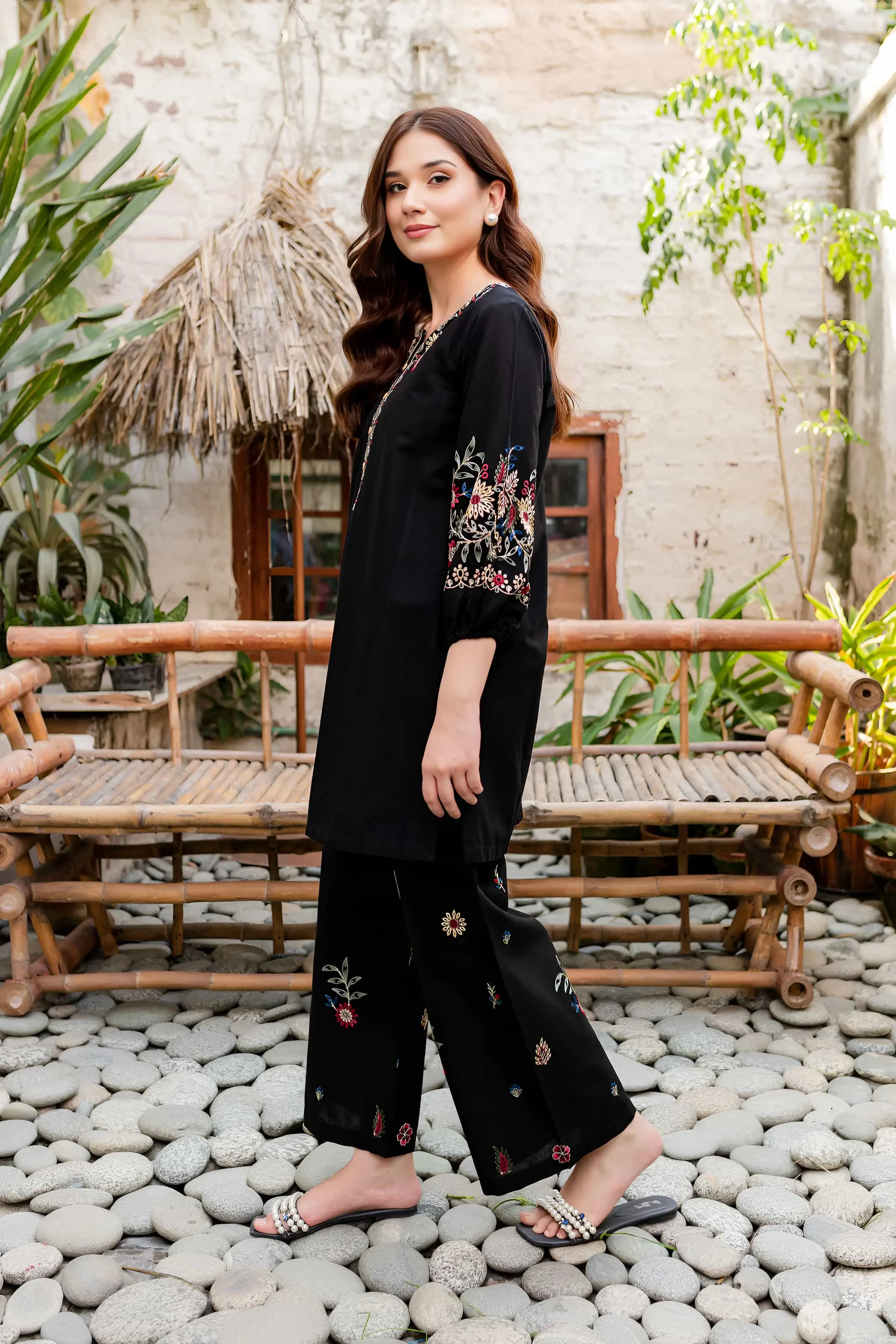 Best Seller - Black Beauty - 2Pc Stitched Embroidered Dress - Image 7