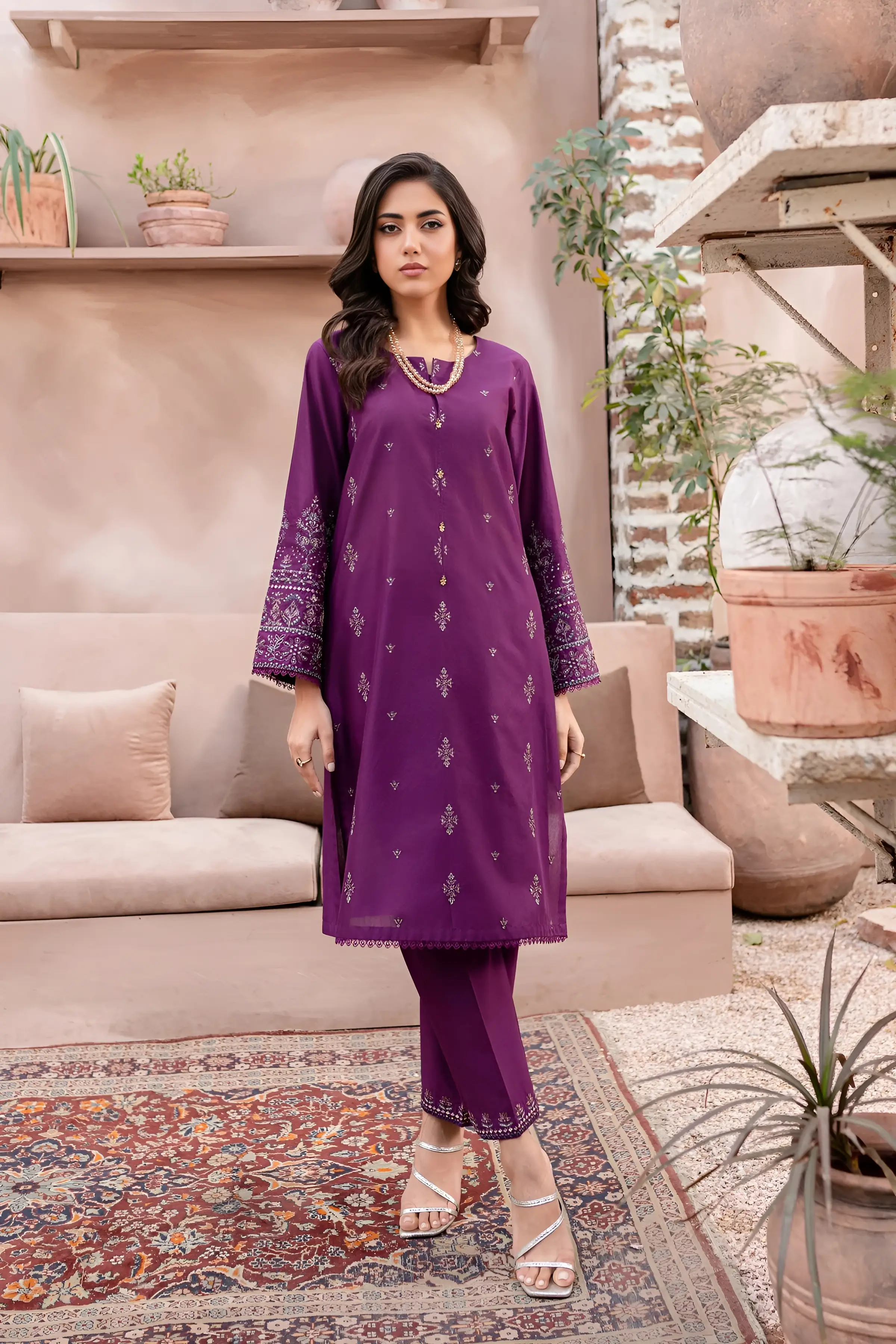 Best Seller - Eminence - 2Pc Stitched Embroidered Dress - Image 3
