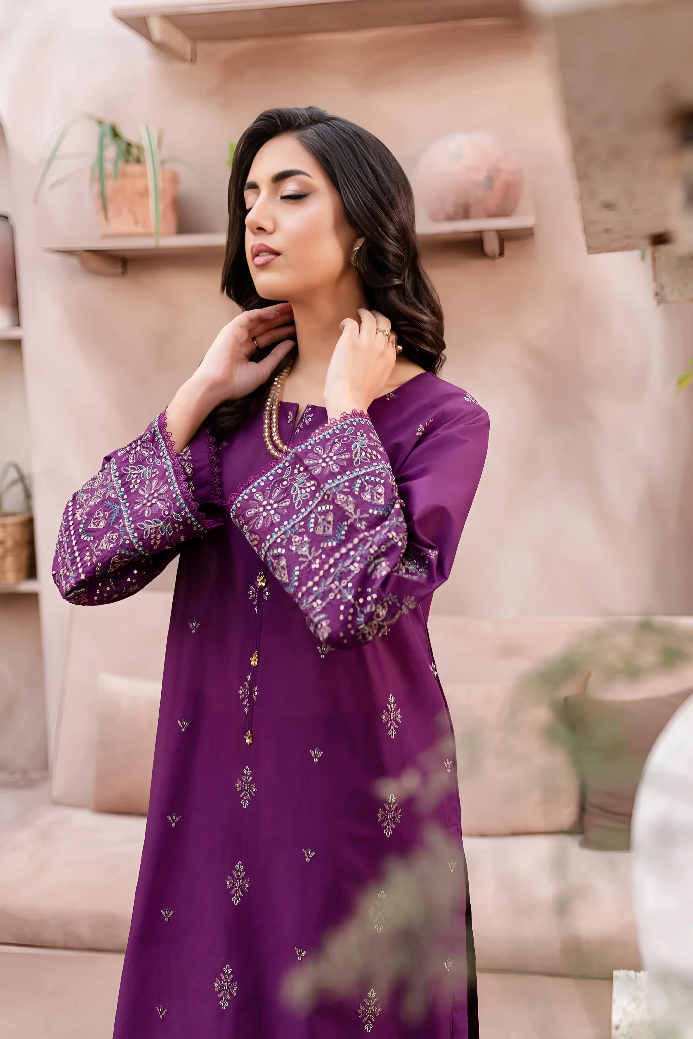 Best Seller - Eminence - 2Pc Stitched Embroidered Dress - Image 4