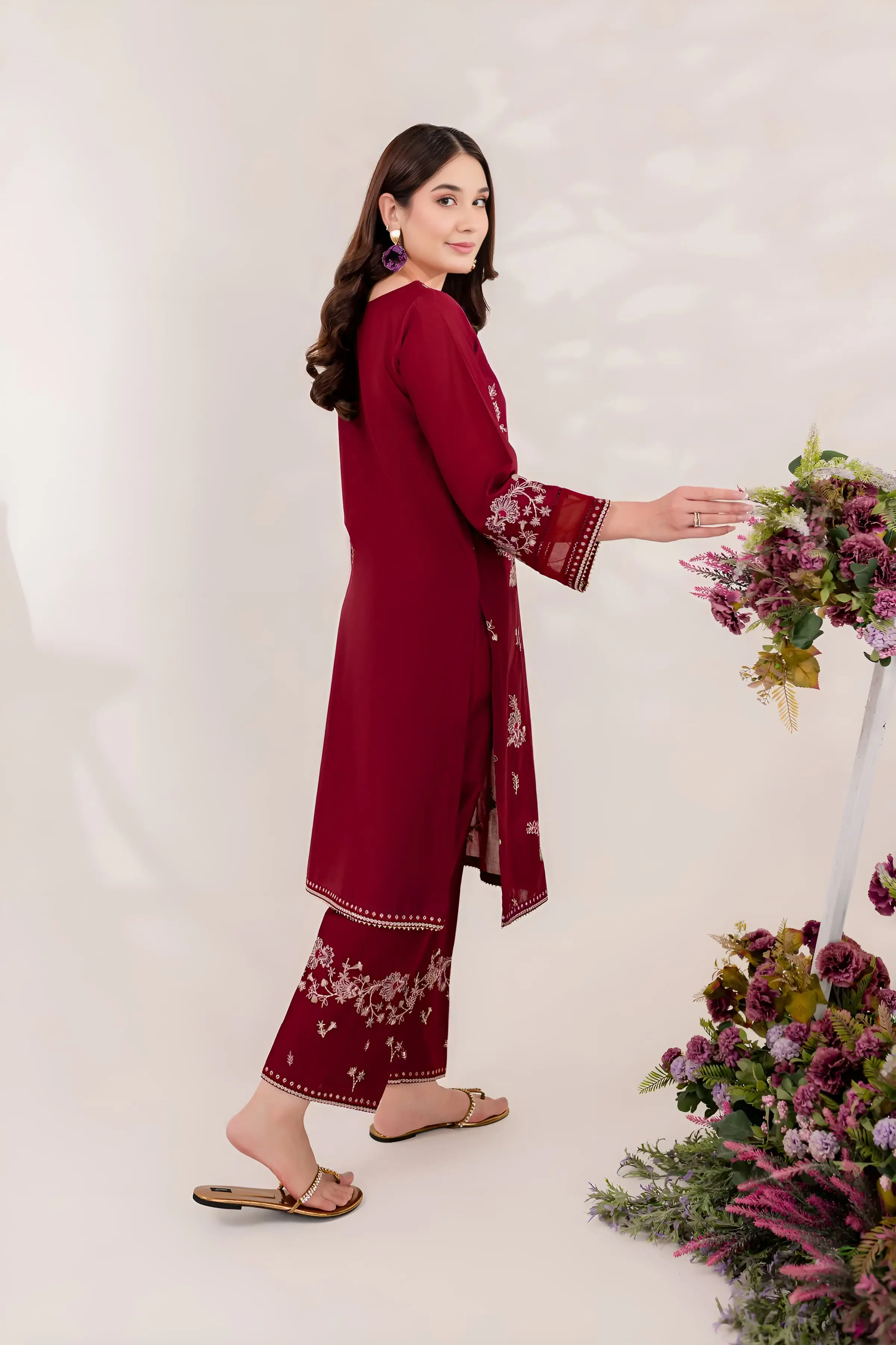 Best Seller - Red Blood - 2Pc Stitched Embroidered Dress - Image 6