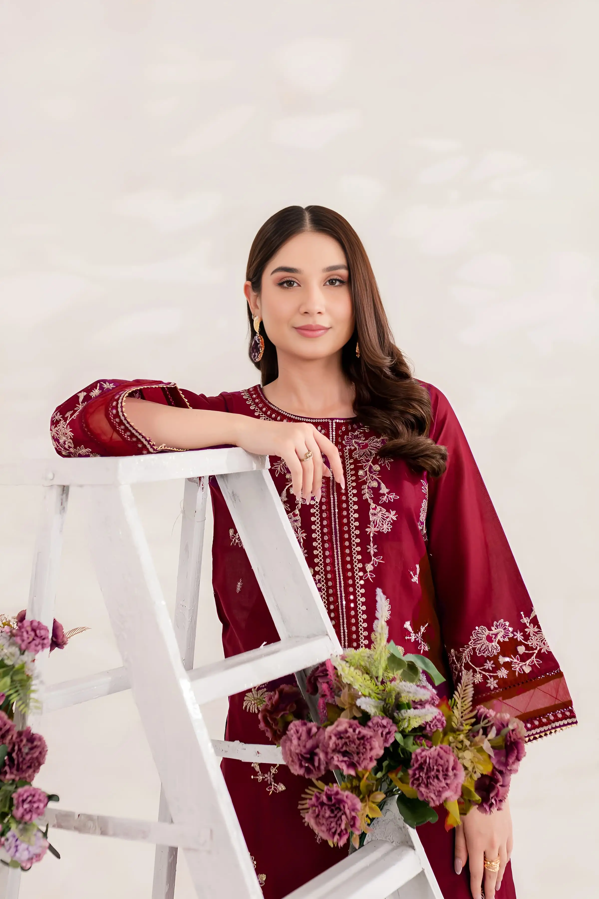 Best Seller - Red Blood - 2Pc Stitched Embroidered Dress - Image 8