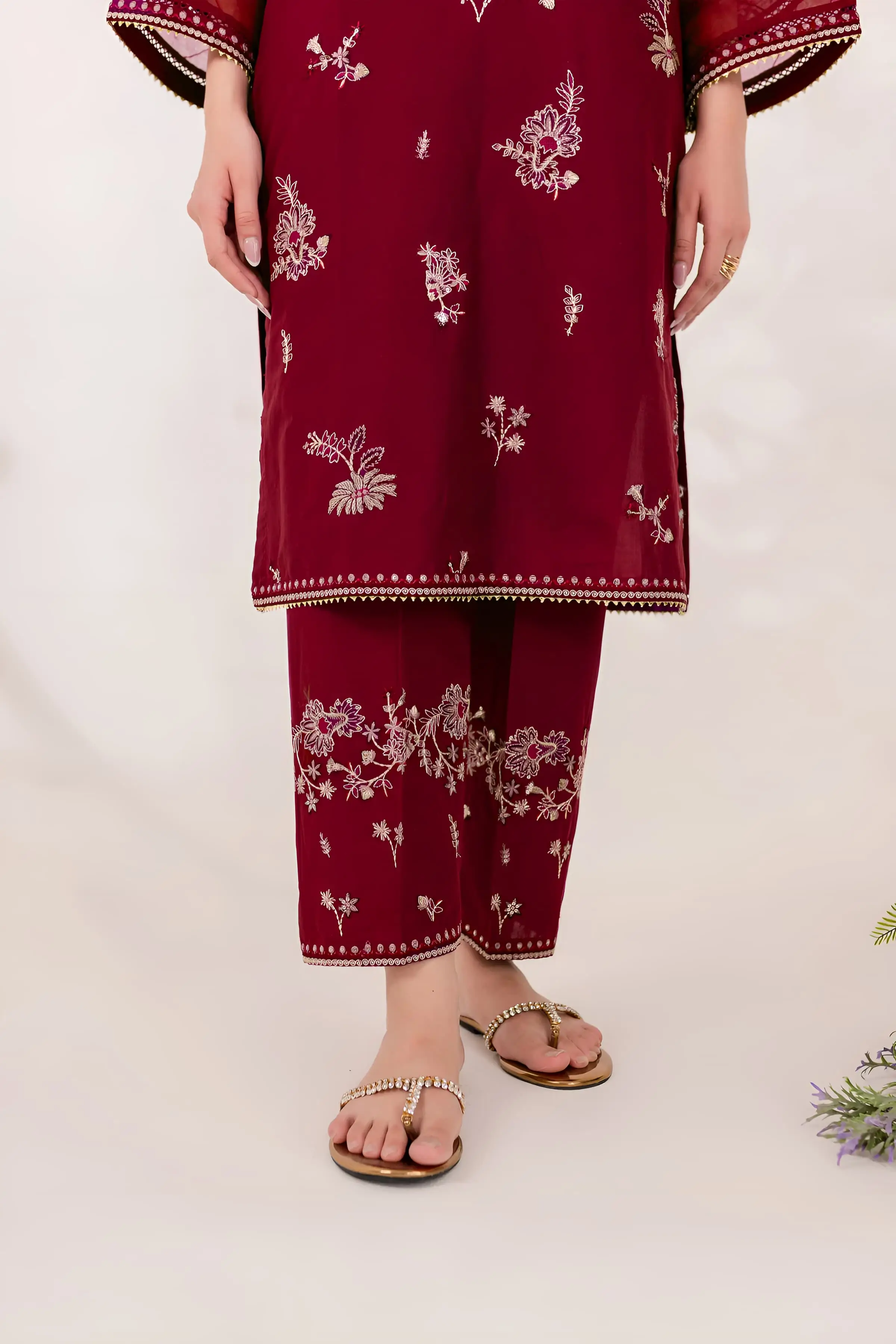 Best Seller - Red Blood - 2Pc Stitched Embroidered Dress - Image 9