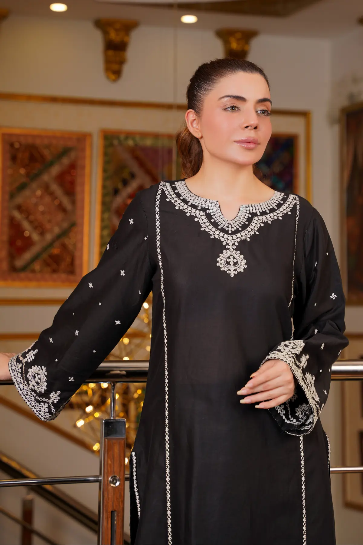 Best Seller - Zara - 2Pc Stitched Embroidered Dress - Image 4