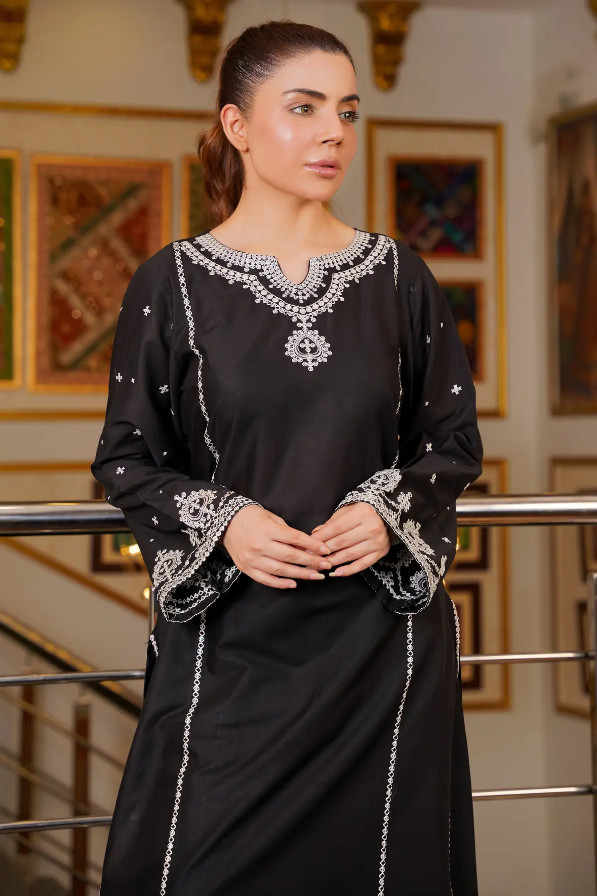 Best Seller - Zara - 2Pc Stitched Embroidered Dress - Image 6